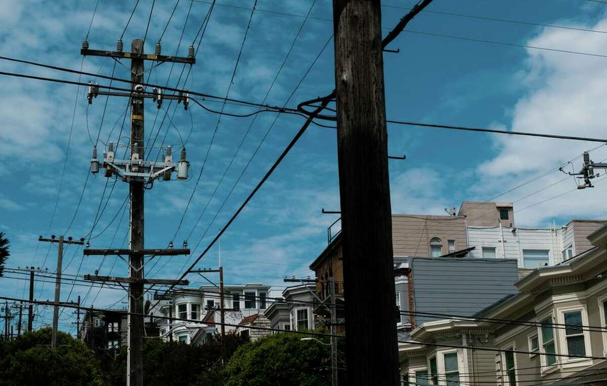 Power lines are seen in San Francisco in July. A power outage has hit the Richmond District.