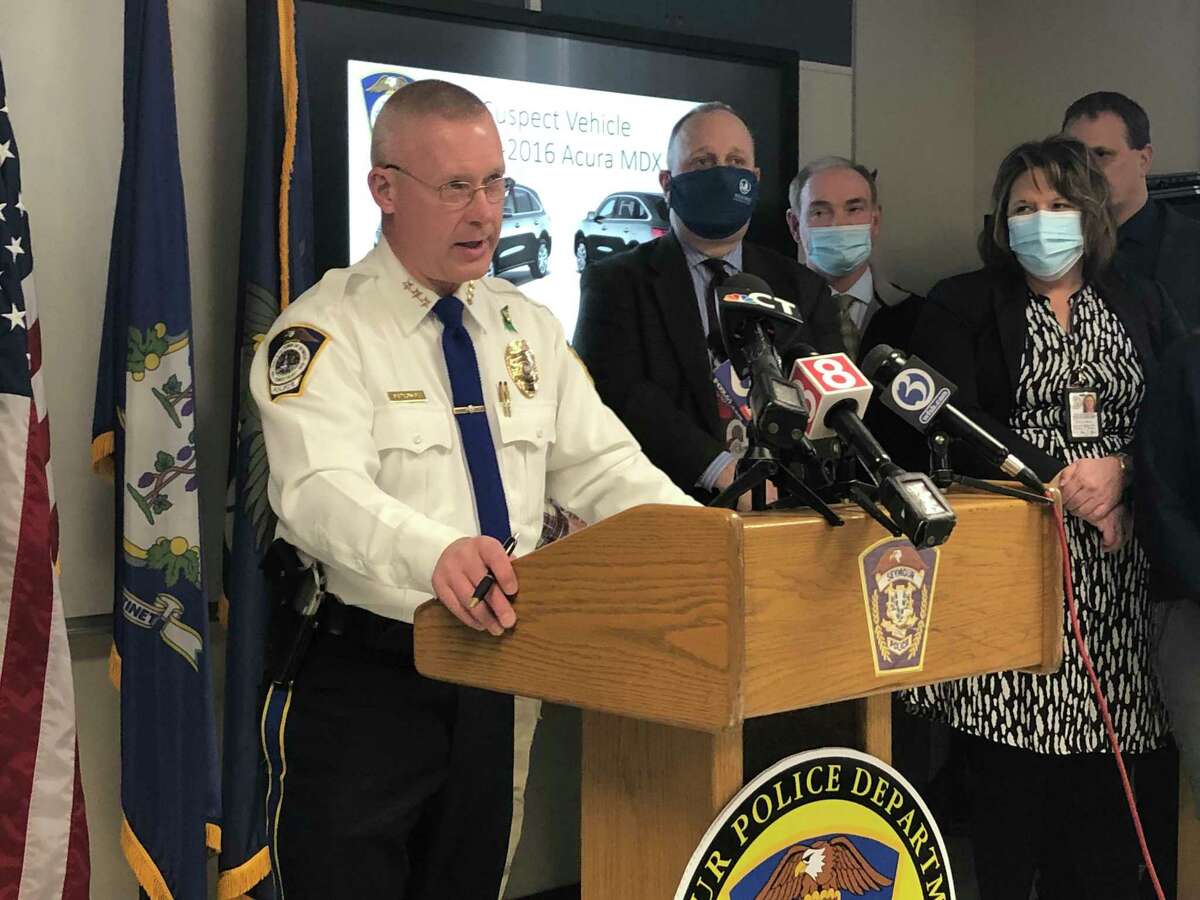 Seymour Police Chief Paul Satkowski speaks at a press conference Dec. 23 announcing the arrest of a suspect in the case of a double-fatal hit and run accident Dec. 10