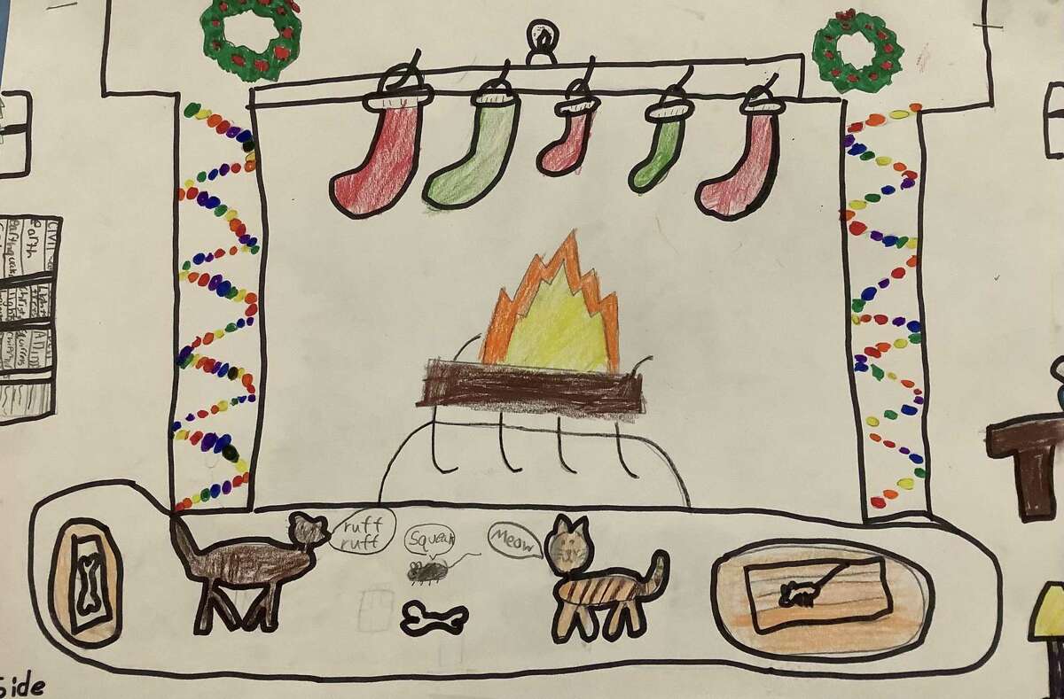 Third-graders in Denice Crettol’s class at Riverside School in Greenwich created artwork to accompany their collaborative poem about December, which was inspired by Cynthia Rylant’s poem, “In November.”