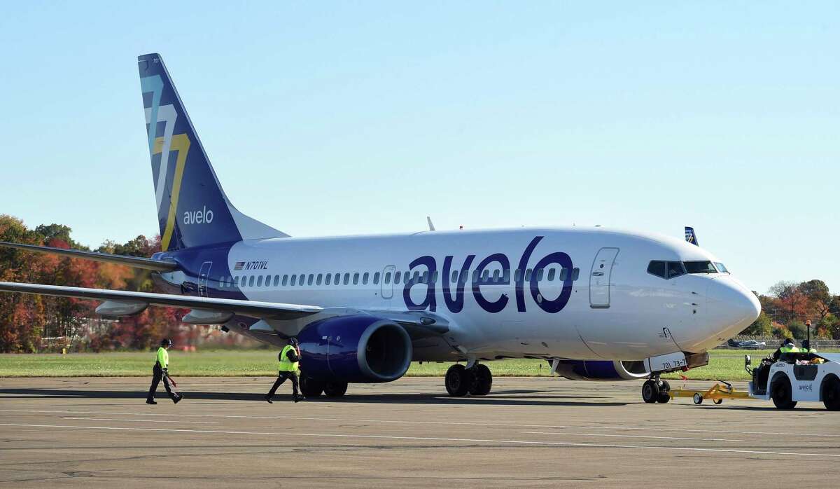 Crews ready Avelo Airlines’ maiden flight from Tweed New Haven Airport, on November 3, 2021.