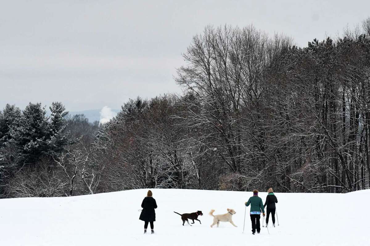 A fresh coat of snow covers Capital Hills at Albany golf course on Christmas Eve, Friday, Dec. 24, 2021, in Albany, N.Y. A major storm is impacting most of New York overnight into Jan. 17, 2022.
