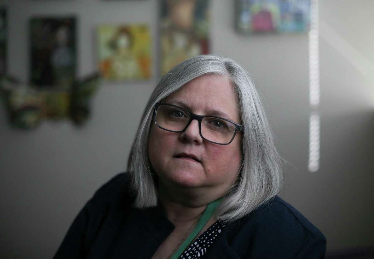 Counselor Theresa Allen, who works for The Women’s Home, in her office on Thursday, Nov. 11, 2021 in Houston.