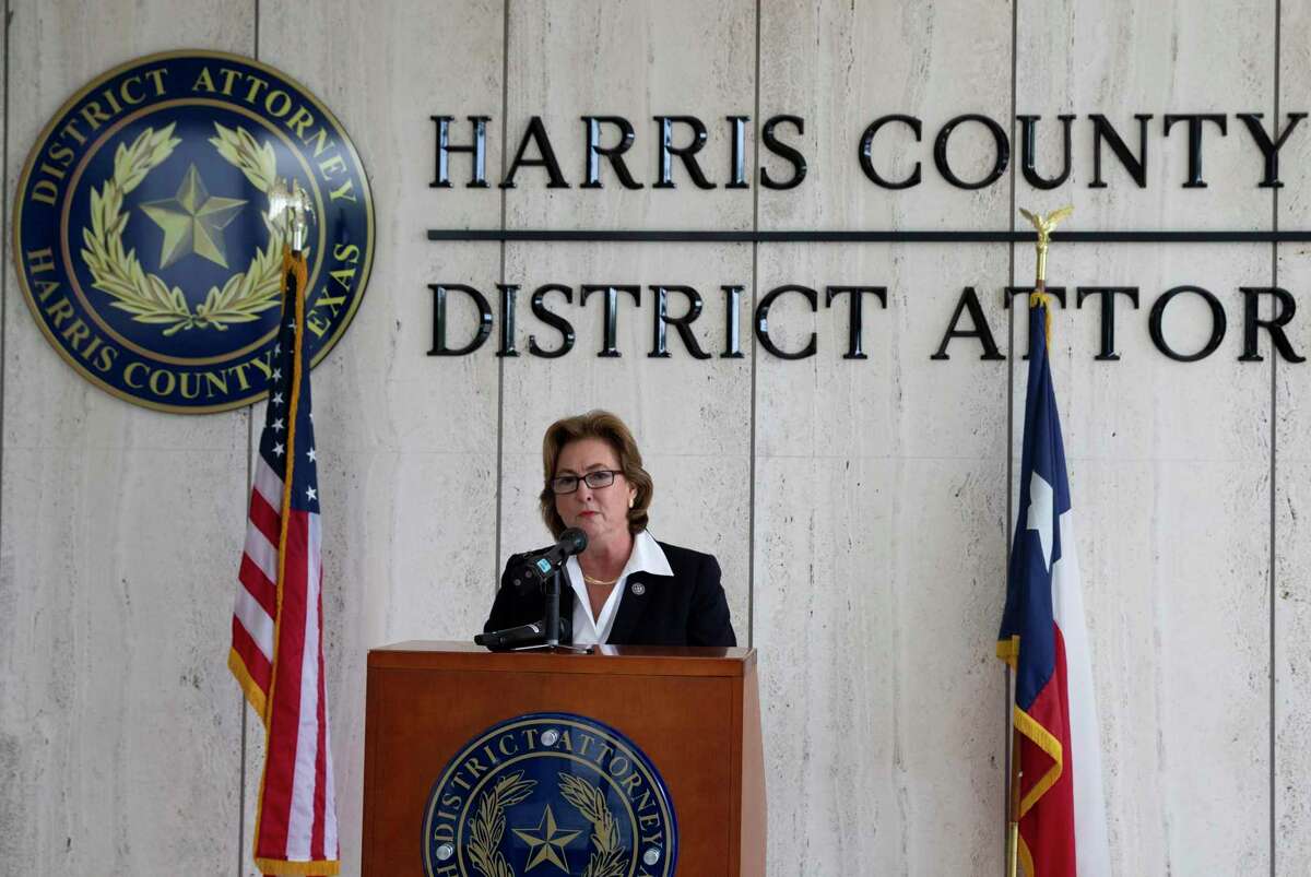 Harris County District Attorney Kim Ogg announces 15 new charges against six Houston Police Department officers in the Harding Street raid during a press conference Wednesday, July 1, 2020, in Houston. Additional to former officers Gerald Goines and Steven Bryant, four more officers, including supervisors.