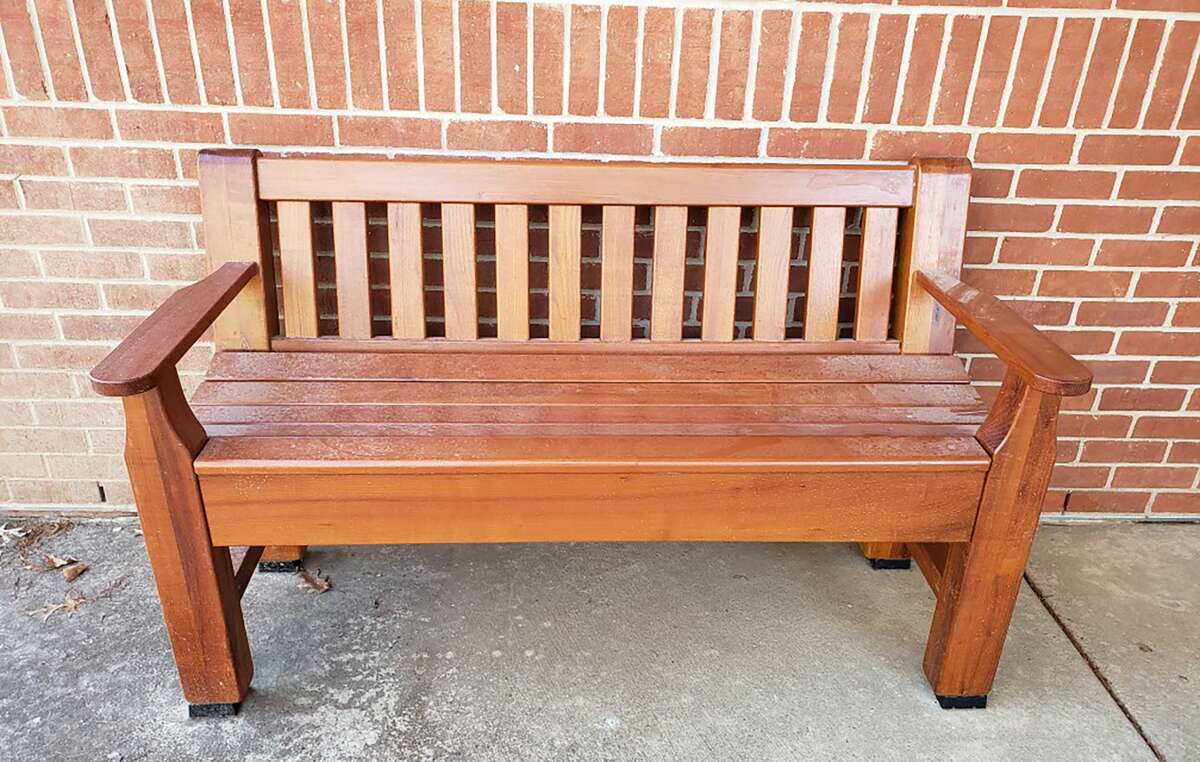 This bench outside Parker Science Building on the Illinois College campus is one of two made of wood from the Turner Titan tree, an Osage orange tree that was planted around the time of the Civil War by Jonathan Baldwin Turner.