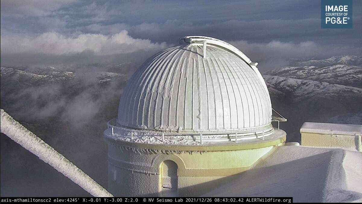 Images from the AlertWildfire camera network show snow on Mount Hamilton a day after the Christmas storm.