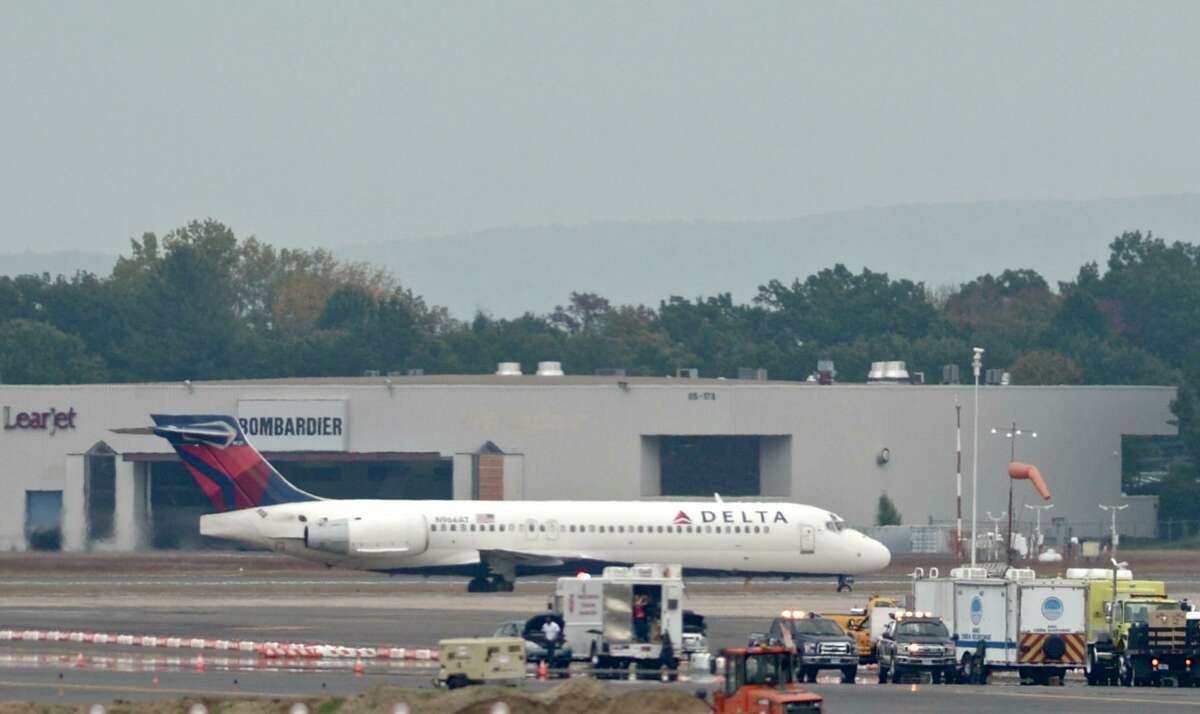 A file photo of a Delta plane at Bradley International Airport in Windsor Locks, Conn.