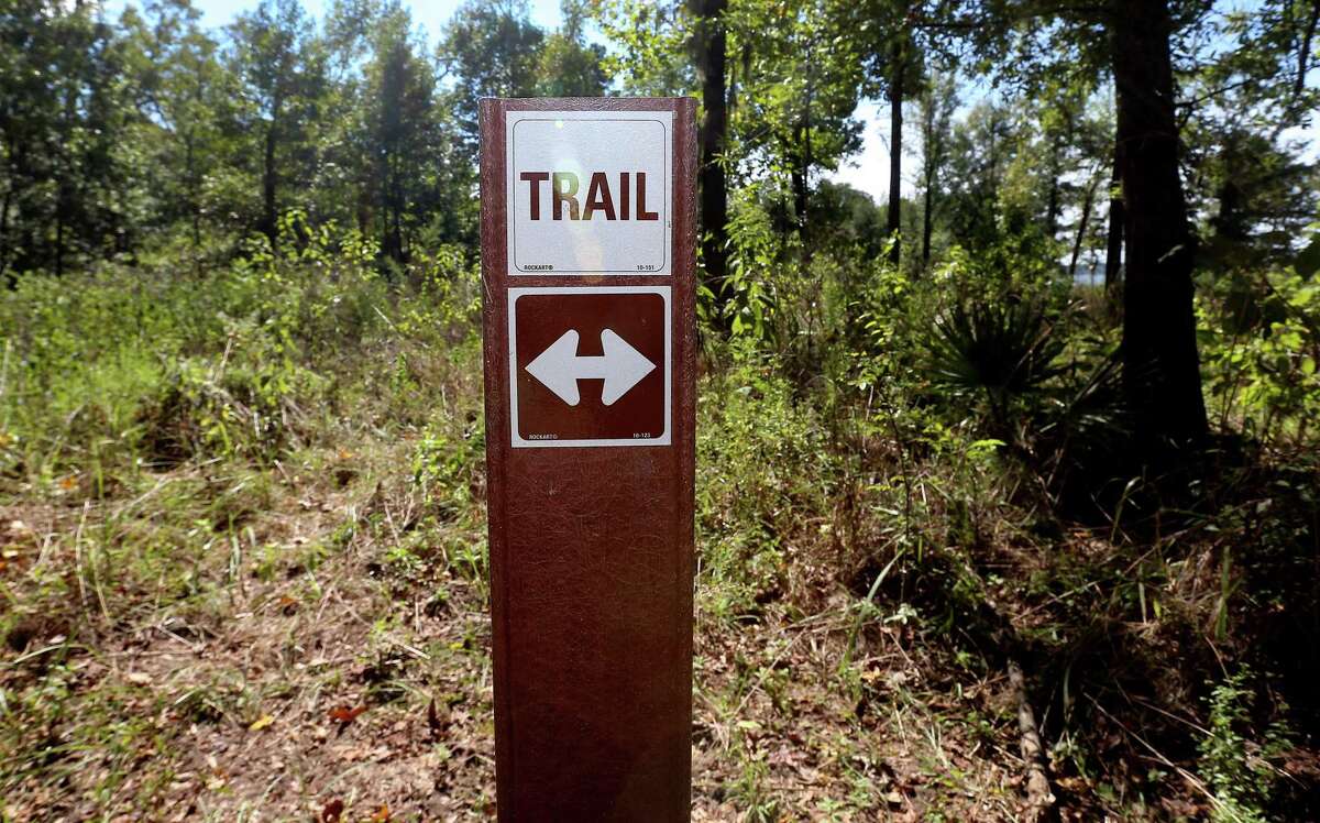Trail head sign in Sam Houston National Forest in Texas on Monday, Oct. 4, 2021. To preserve the Lone Star Hiking Trail for future generations of hikers, The Lone Star Hiking Trail Club is seeking the public’s input as members plan for the trail’s future.