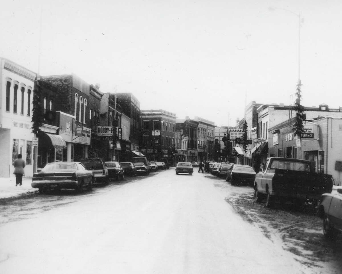 Looking west down River Street in the mid-1980s.