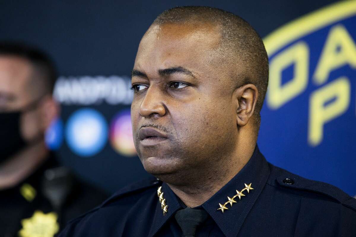 Chief of Police LeRonne Armstrong of the Oakland Police Department holds a press conference at OPD Headquarters in Oakland, Calif.