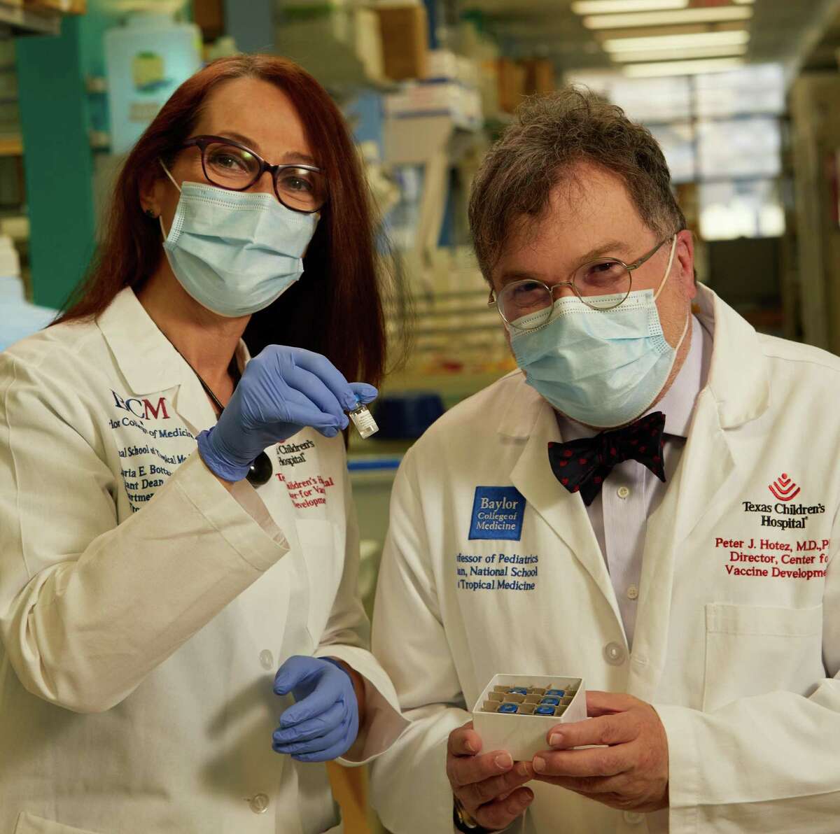 Drs. Maria Elena Bottazzi and Peter Hotez at the Center for Vaccine Development; copyright 2021 Texas Children’s Hospital. All rights reserved.