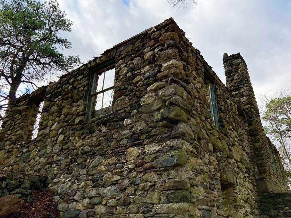 An abandoned stone cabin at the Spiderweed Preserve in Middletown.