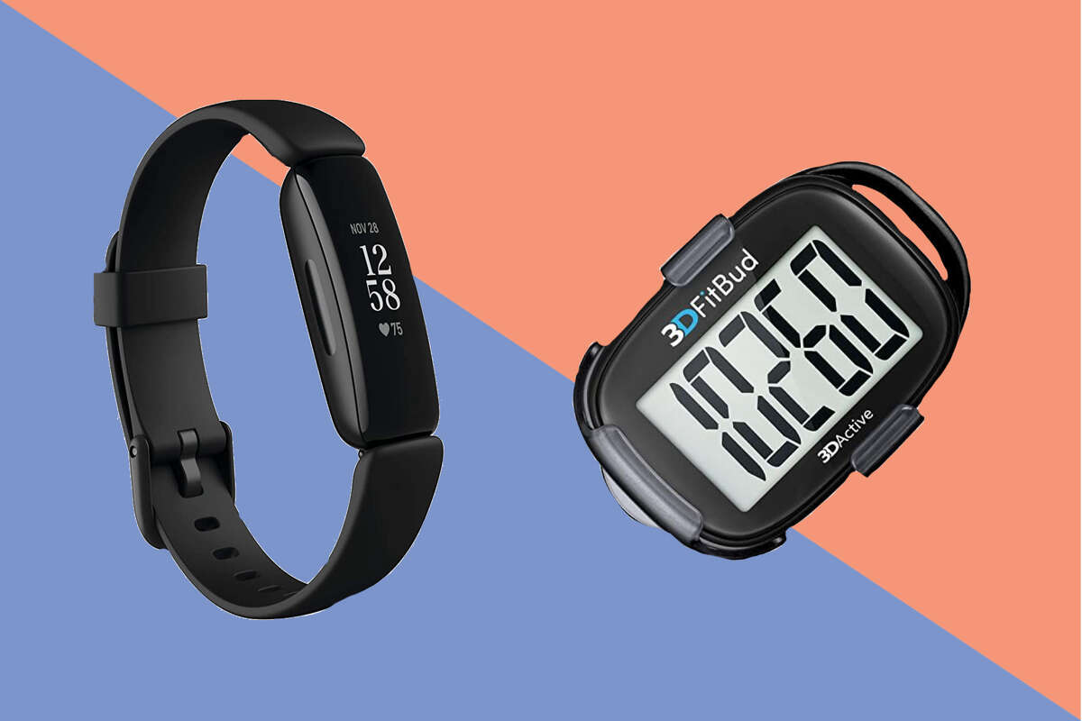 Fitbit Inspire 2 ($85.16) and 3D FitBud Simple Step Counter ($24.99)