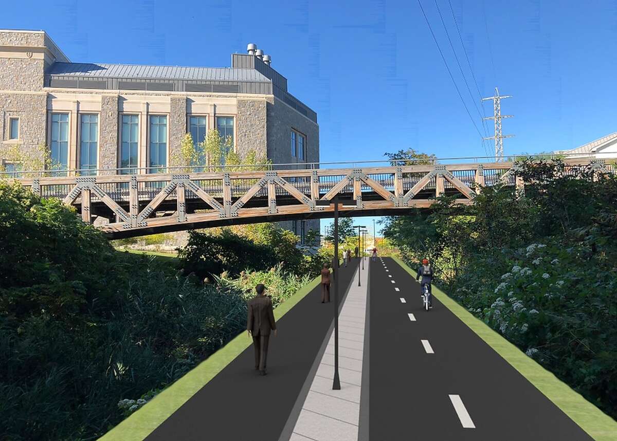 The majority of Poughkeepsie’s new urban rail trail will utilize a split-use design in which the trail will be constructed with 10 feet of biking space and 8 feet of walking space, with each path separated by a generous divider.