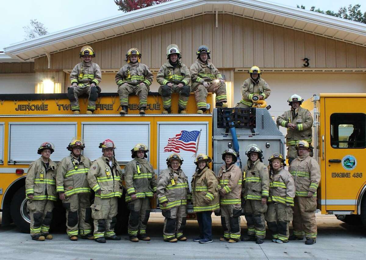 Jerome Township Firefighters are featured on the cover of The Men of Sanford calendar. Proceeds go toward the rebuilding of ball diamonds at the village park.