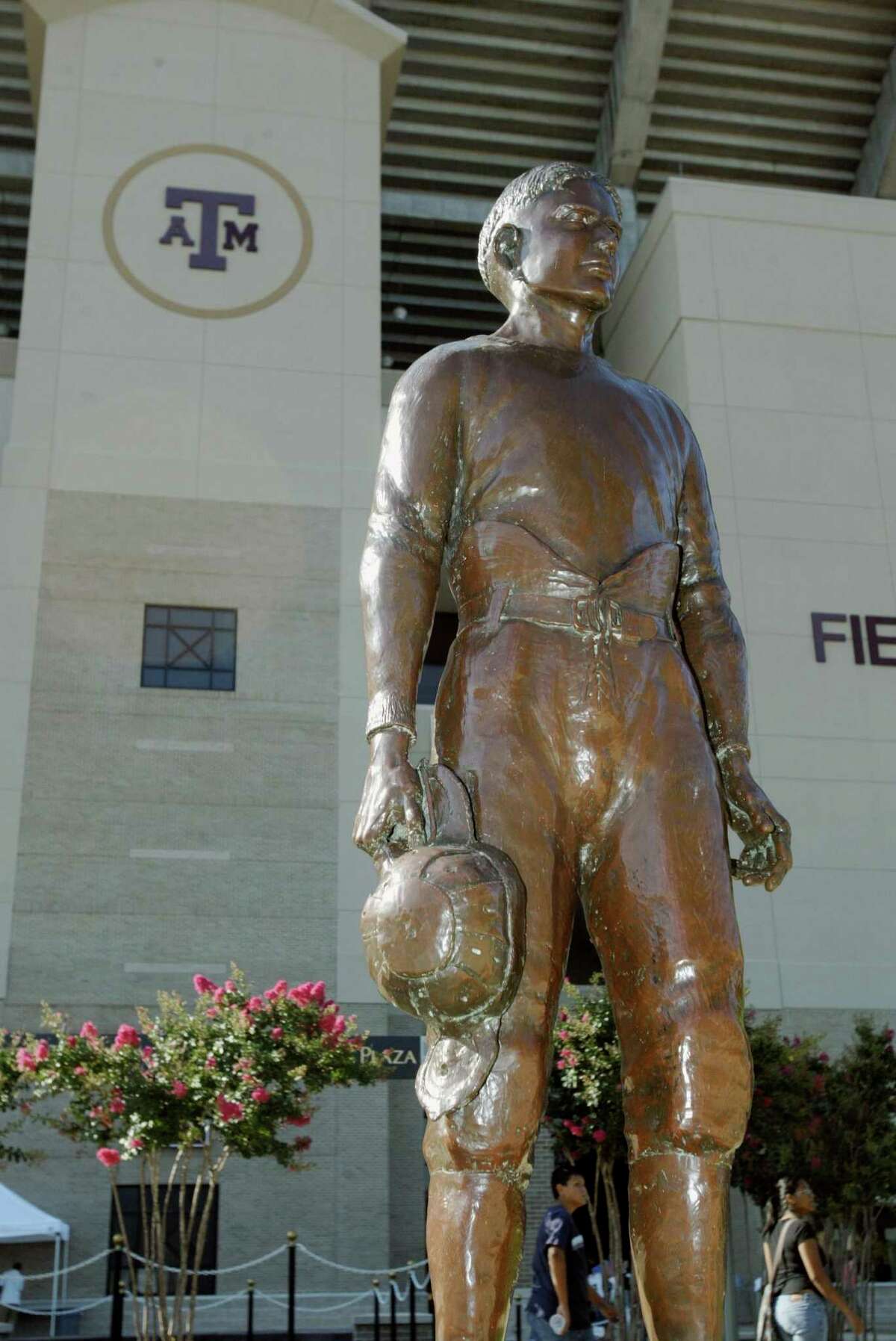 Statue of the original 12th man, E. King Gill, at Kyle Field.