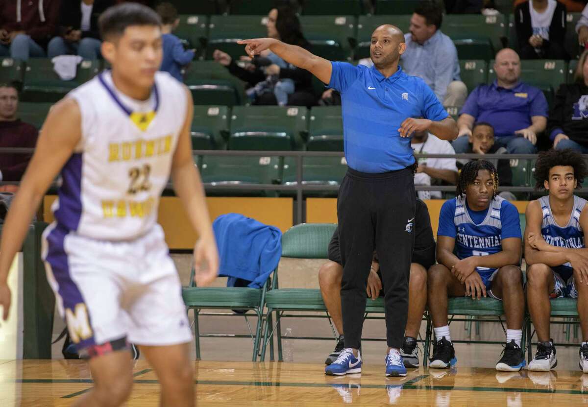 Former Midland High basketball player Trovocie Jackson returns to Midland as the head coach for the Burleson Centennial boys basketball team 12/28/2021 during Byron Johnston Holiday Classic at the Chaparral Center Tim Fischer/Reporter-Telegram