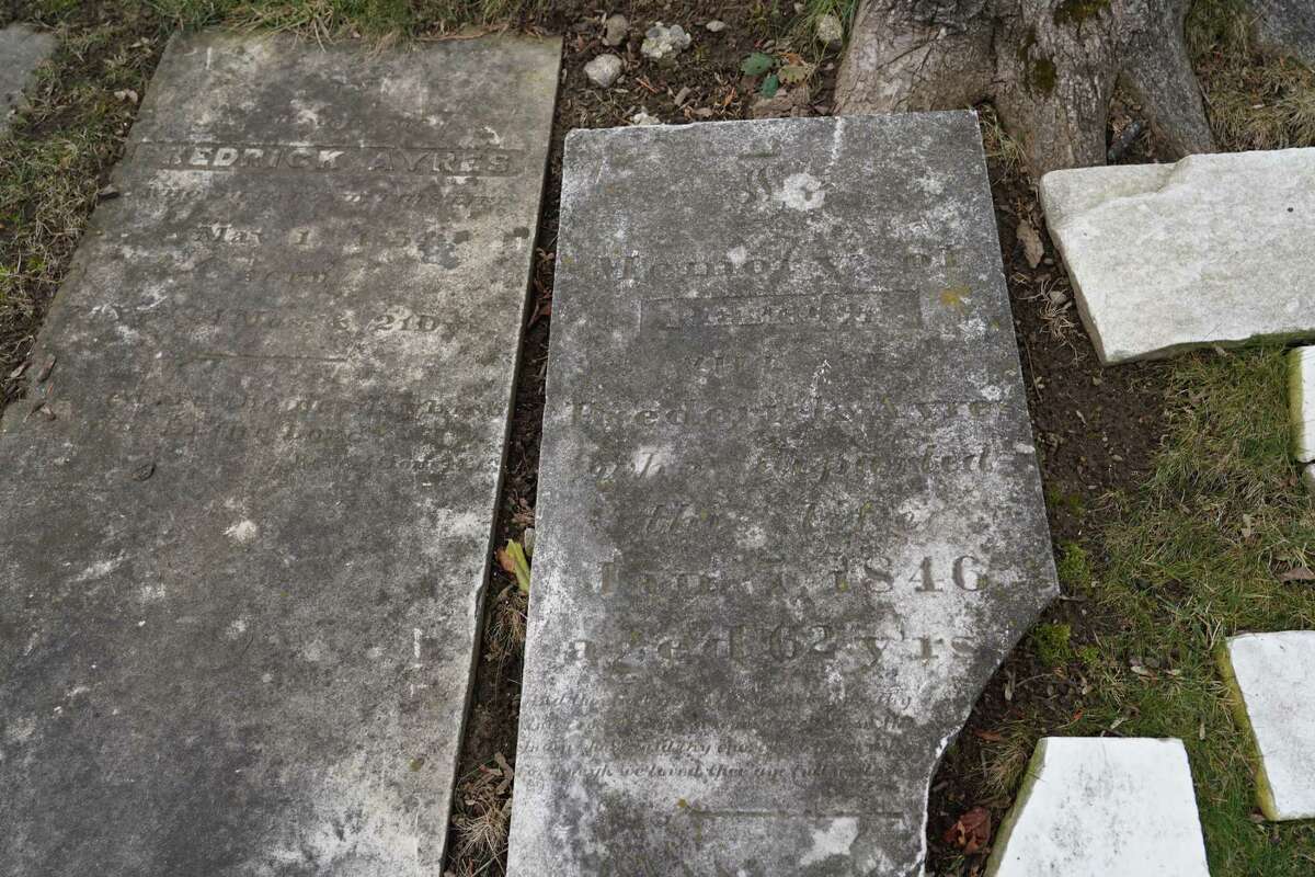 It appears gravestones were moved at the historic Maple Street cemetery, in New Canaan. Picture was taken Dec. 27, 2021