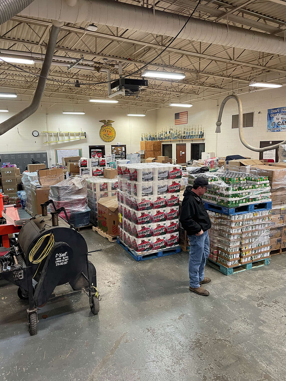 Organizers originally thought the response to assist tornado victims in Mayfield, Kentucky, would fit in a few pickup trucks, but donations reached a point where larger vehicles were needed to fit all of the supplies.