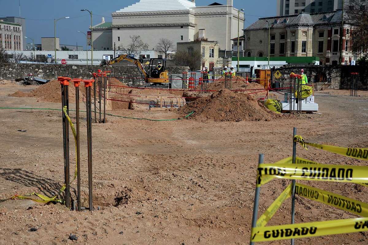 Construction for the $400 million dollar Alamo project is underway. Construction crews are working on various aspects of the build out, including plumbing, electric and the elevator pit.