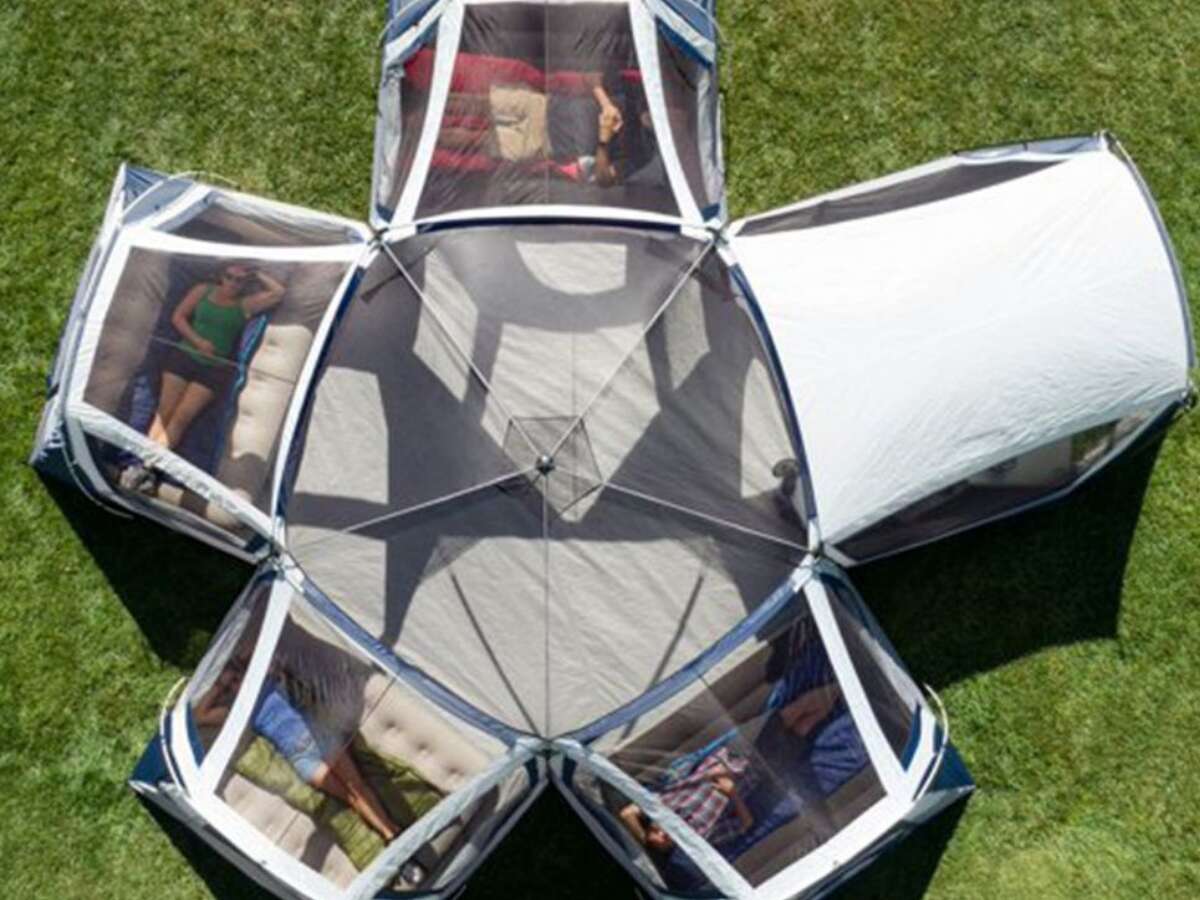 See how to get privacy in a 20-person tent.