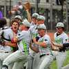 Norwalk celebrates its win over Westhill in Class LL state championship baseball action at Palmer Field in Middletown Conn., on Saturday June 12, 2021.