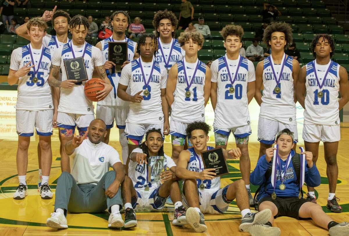 Burleson Centennial High School, coached by Trovocie Jackson takes first place with a 58-43 win 12/30/2021 over El Paso Pebble Hills' during the championship game at the Byron Johnston Holiday Classic at the Chaparral Center. Tim Fischer/Reporter-Telegram