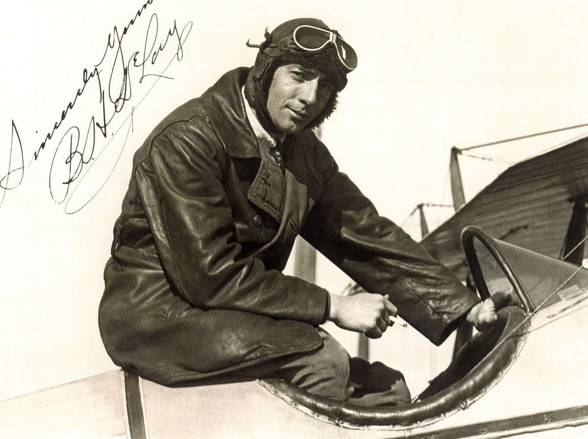 B.H. DeLay, the famed California aviator, poses on a plane sometime before his death in 1923.