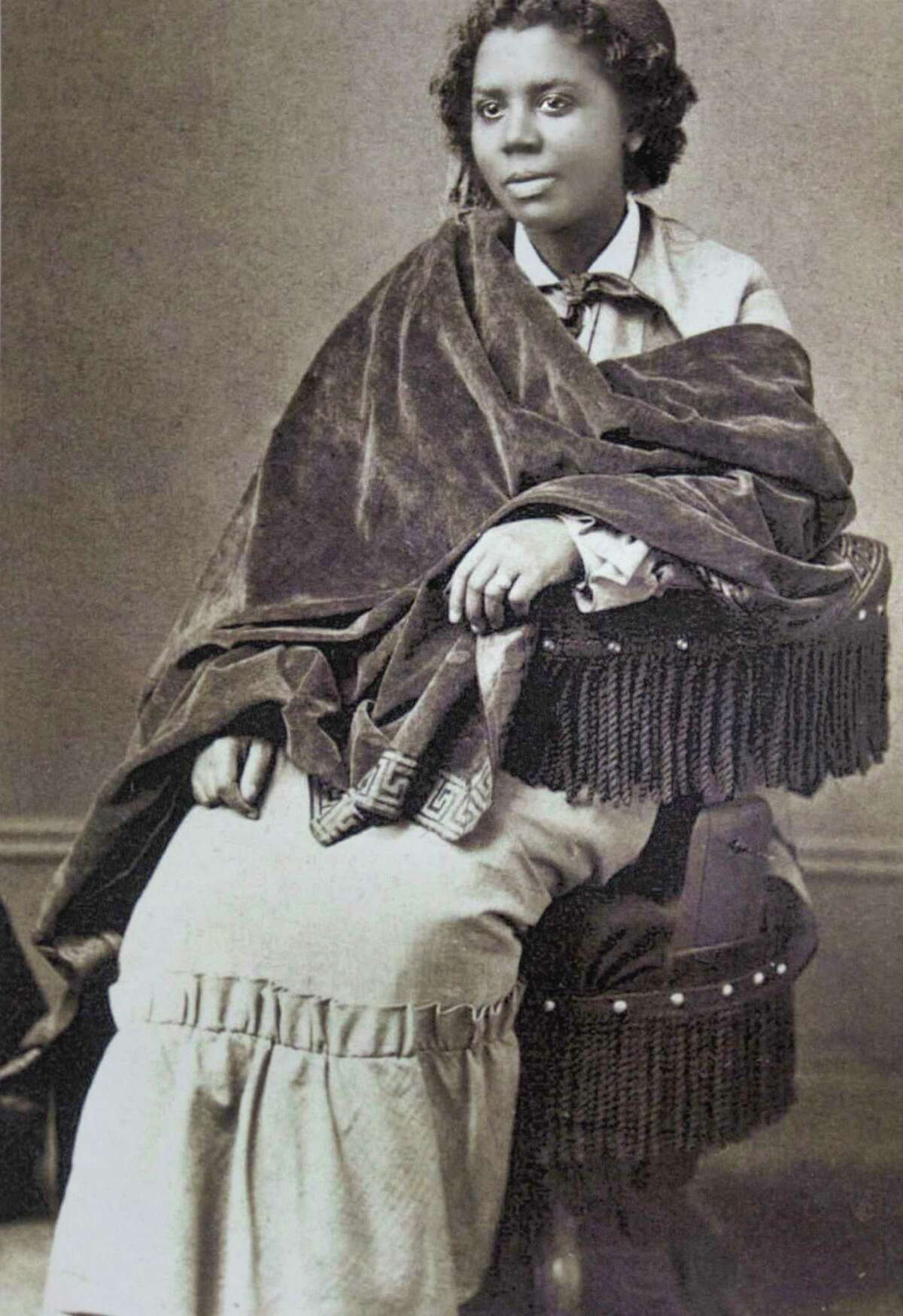 A copy photo of 19th century sculptor Edmonia Lewis.