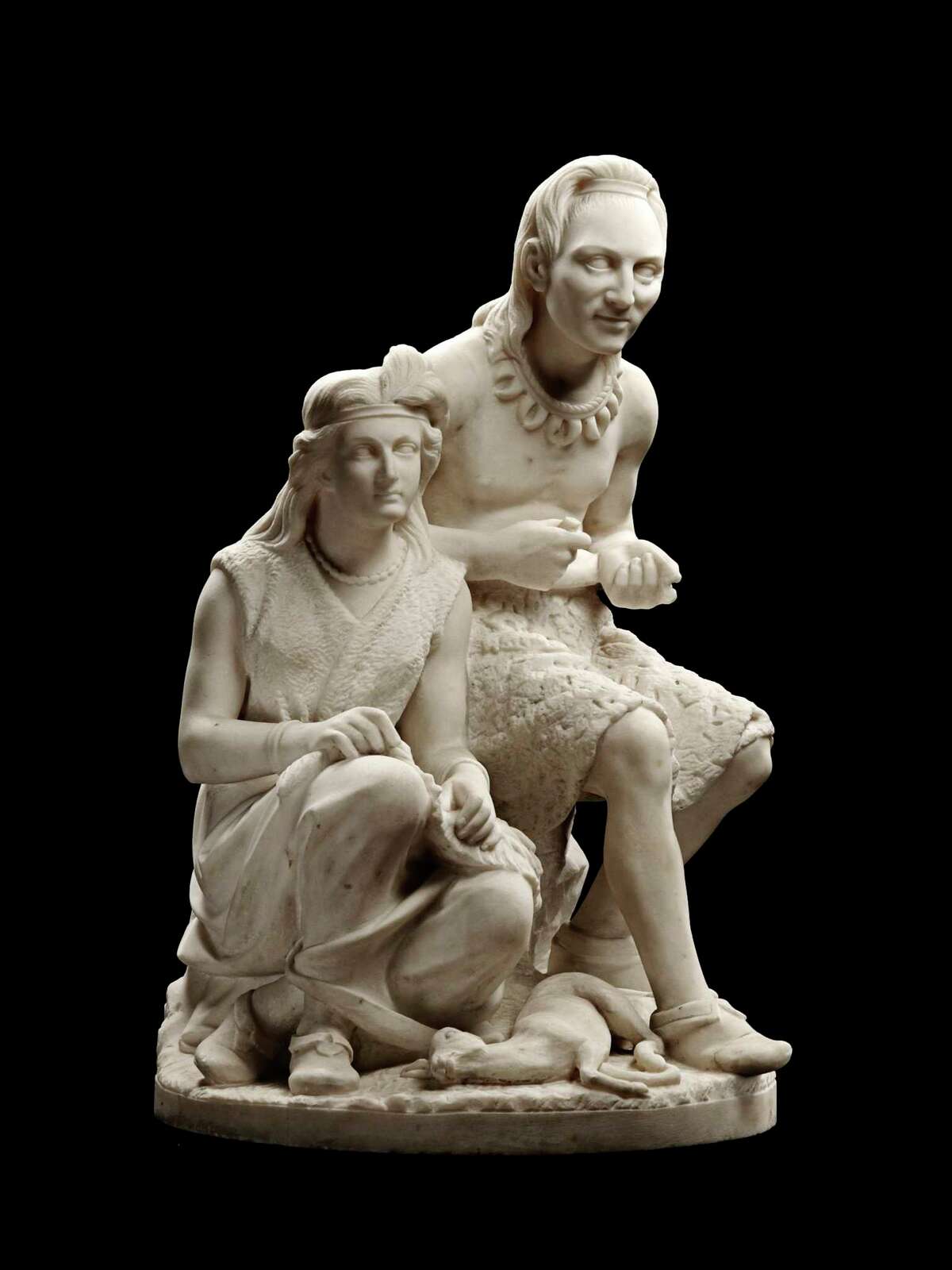 Edmonia Lewis' "Former arrows maker" is part of the collection of the Smithsonian American Art Museum and depicts a scene from the "Hiawatha song" by Henry Wadsworth Longfellow.
