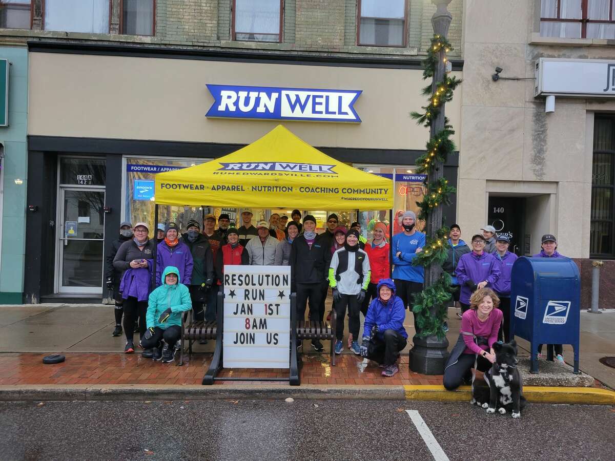 Participants of the Resolution Run and Pancake Breakfast who met at 8 a.m. Saturday at RunWell. Photo was taken by RunWell owner Jen Schaller.