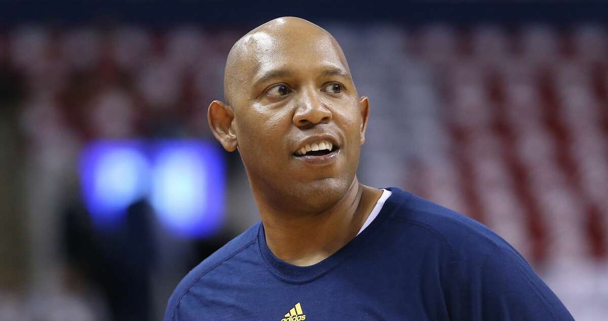 Assistant coach Popeye Jones of the Indiana Pacers during pre-game warm-ups before the game against the Toronto Raptors in Game One of the Eastern Conference Quarterfinals during the 2016 NBA Playoffs on April 16, 2016 at the Air Canada Centre in Toronto, Ontario, Canada. (Photo by Tom Szczerbowski/Getty Images)