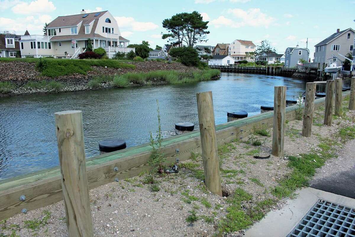 Flood-prevention improvements at the turnaround on Fairfield Beach Road in Fairfield, completed on July 20, 2016, following Superstorm Sandyin 2012.