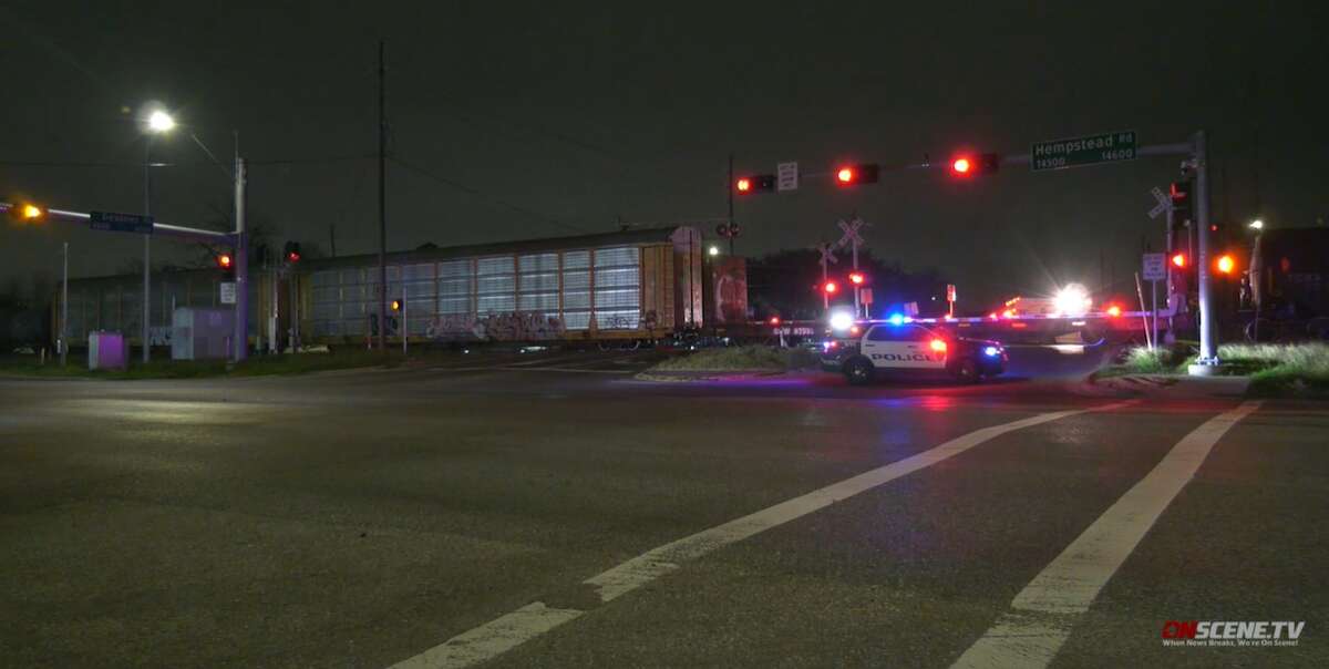 The scene were a person was fatally hit by a train Jan. 2, 2021, in northwest Houston. 