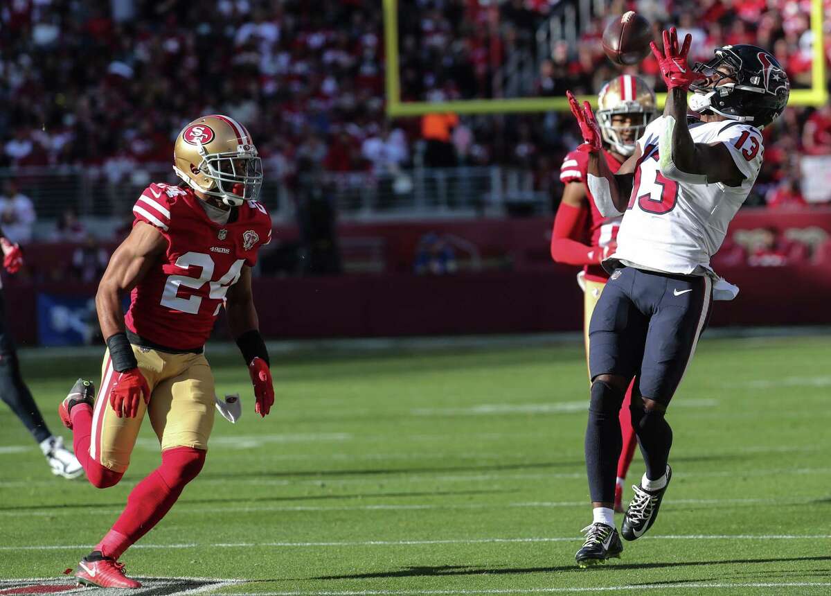 Linebacker (56) Samson Ebukam of the San Francisco 49ers walks off the  field after the 49ers defeat the Houston Texans 23-7 in an NFL football game,  Sunday, Jan. 2, 2022, in Santa