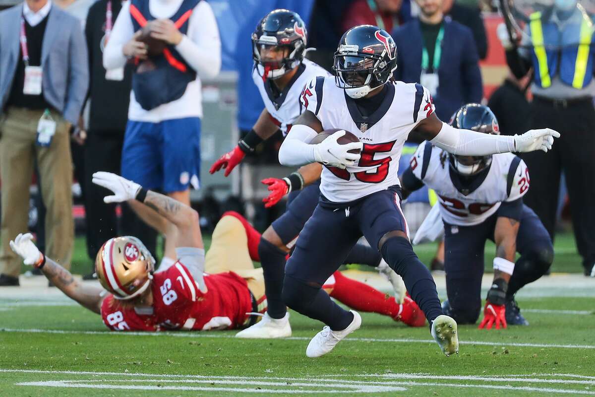 Houston Texans defensive back Desmond King walks off the field