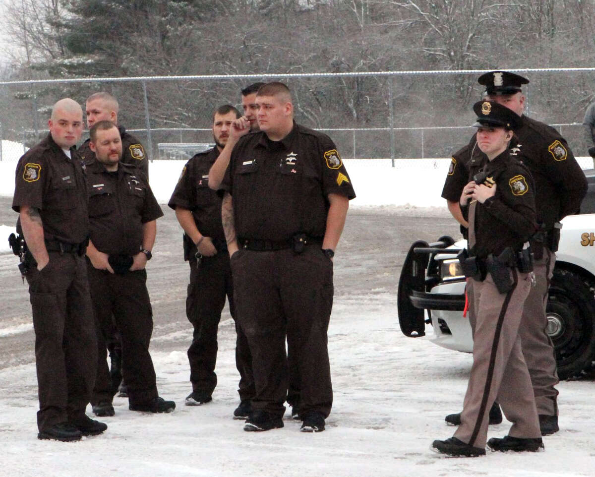 On Wednesday, Dec. 29, 2021, a memorial procession for Reed City Fire Captain Shawn Brimmer passed throughout dowtown Reed City and finished up in front of Reed City High School. Brimmer died Dec. 16, 2021 from a medical emergency while on duty for the Mecosta County Sheriff's Department. For over 20 years, Brimmer served in law enforcement, working for several different agencies before beginning with the Mecosta County Sheriff's Office in March 2013. There, see served in the Corrections Division, working in the jail for six years before being assigned to court security in October 2019. Brimmer also joined the Reed City Fire Department in 2009, where he rose to the rank of Captain.