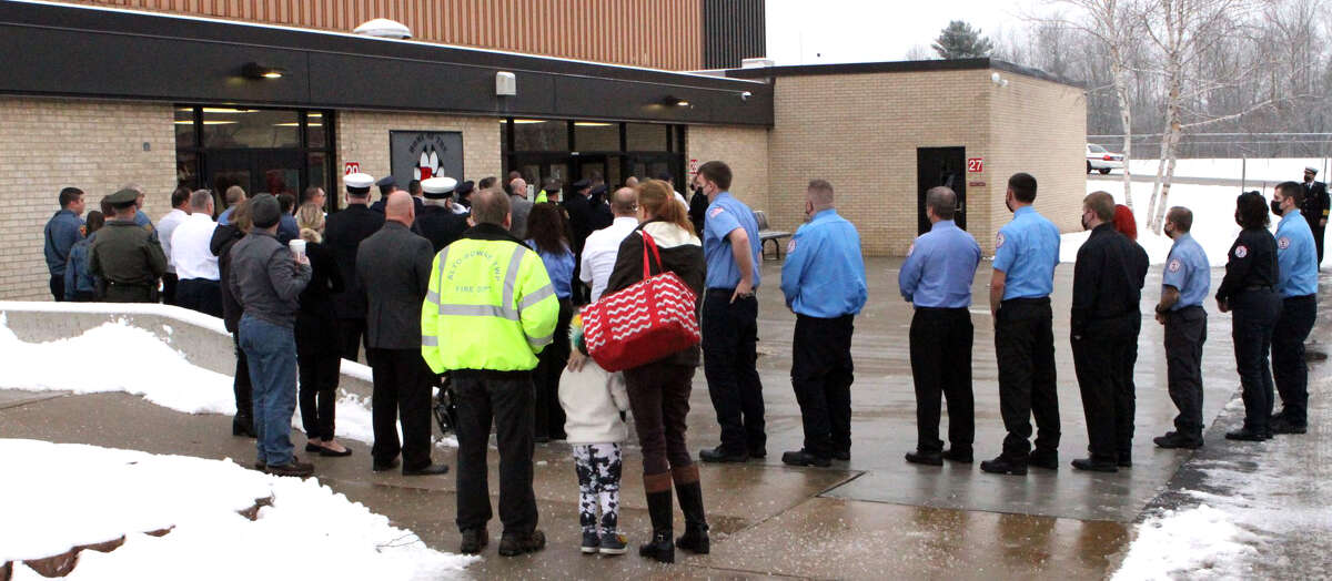 On Wednesday, Dec. 29, 2021, a memorial procession for Reed City Fire Captain Shawn Brimmer passed throughout dowtown Reed City and finished up in front of Reed City High School. Brimmer died Dec. 16, 2021 from a medical emergency while on duty for the Mecosta County Sheriff's Department. For over 20 years, Brimmer served in law enforcement, working for several different agencies before beginning with the Mecosta County Sheriff's Office in March 2013. There, see served in the Corrections Division, working in the jail for six years before being assigned to court security in October 2019. Brimmer also joined the Reed City Fire Department in 2009, where he rose to the rank of Captain.