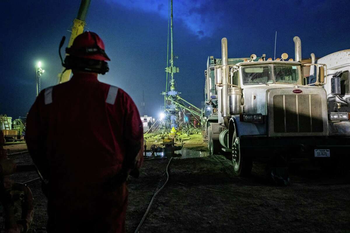 File photo of a multi-well hydraulic fracturing operation March 24, 2021 in Midland County, Texas. Photo Credit: The Oilfield Photographer, Inc.