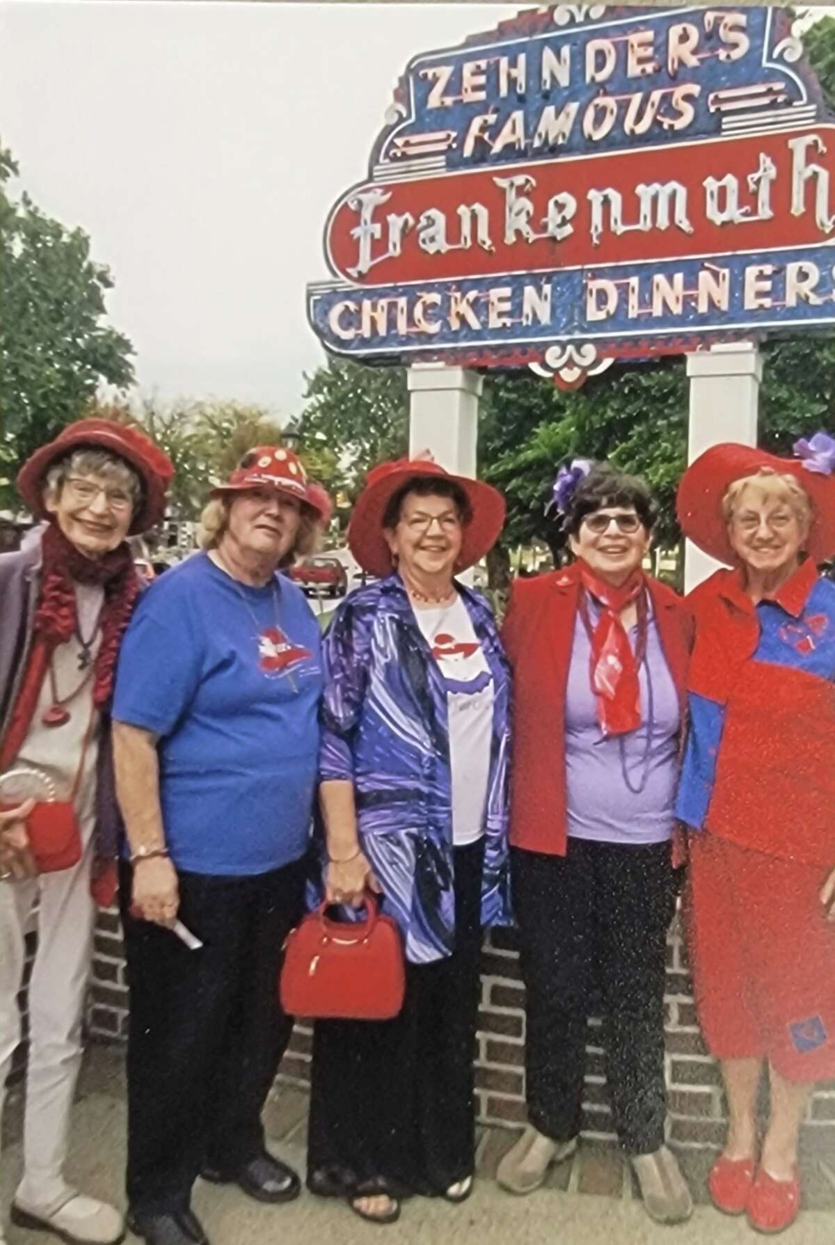 The Red Hats on the Go Chapter attended the Red Hat Society Days in Frankenmuth. Attending were Lola Morin, Nancy Nieschulz, Cherie Maurer, Kathy Morin and Pat Ignash.