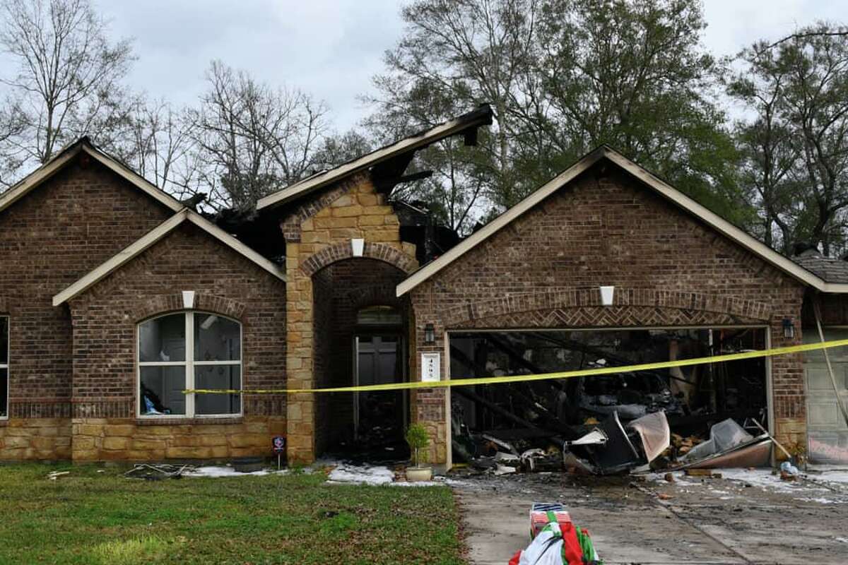 A Montgomery County house is seen after a fire broke out upon the shooting of fireworks on or after New Year's Eve.