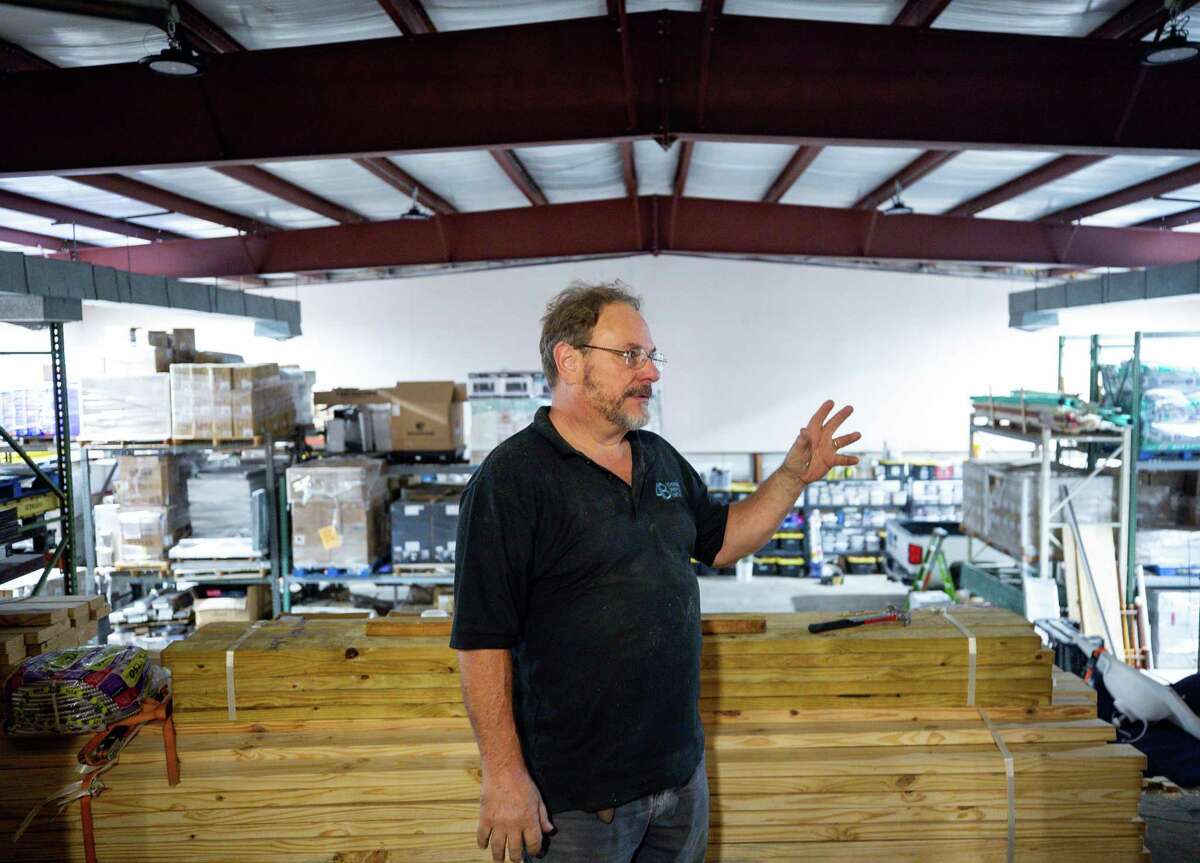 Chris Short, warehouse manager at 4B Disaster Relief Network, talks about the expansion of the organization on Tuesday, Dec. 14, 2021, in Texas City. The Galveston-area disaster response group was founded in 2017 by a group of churches and is expanding its local footprint with a new building that will house volunteers and refugees alike during the next major natural disaster.