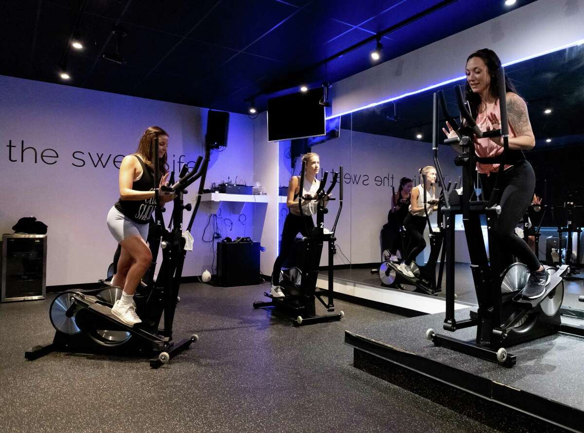 One of Club Sweat’s elliptical classes at the original Greenwich location.