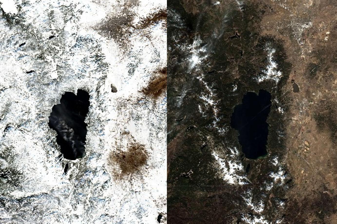 Satellite images show stunning change for Lake Tahoe before and after