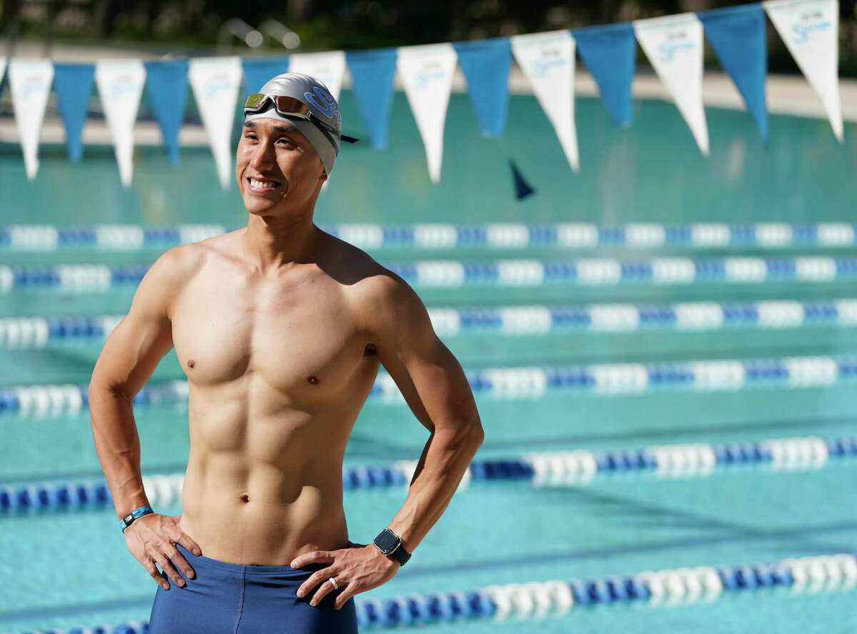 Albert Li is shown at Life Time Cinco Ranch, Tuesday, Nov. 23, 2021 in Katy. He is training for a triathlon.