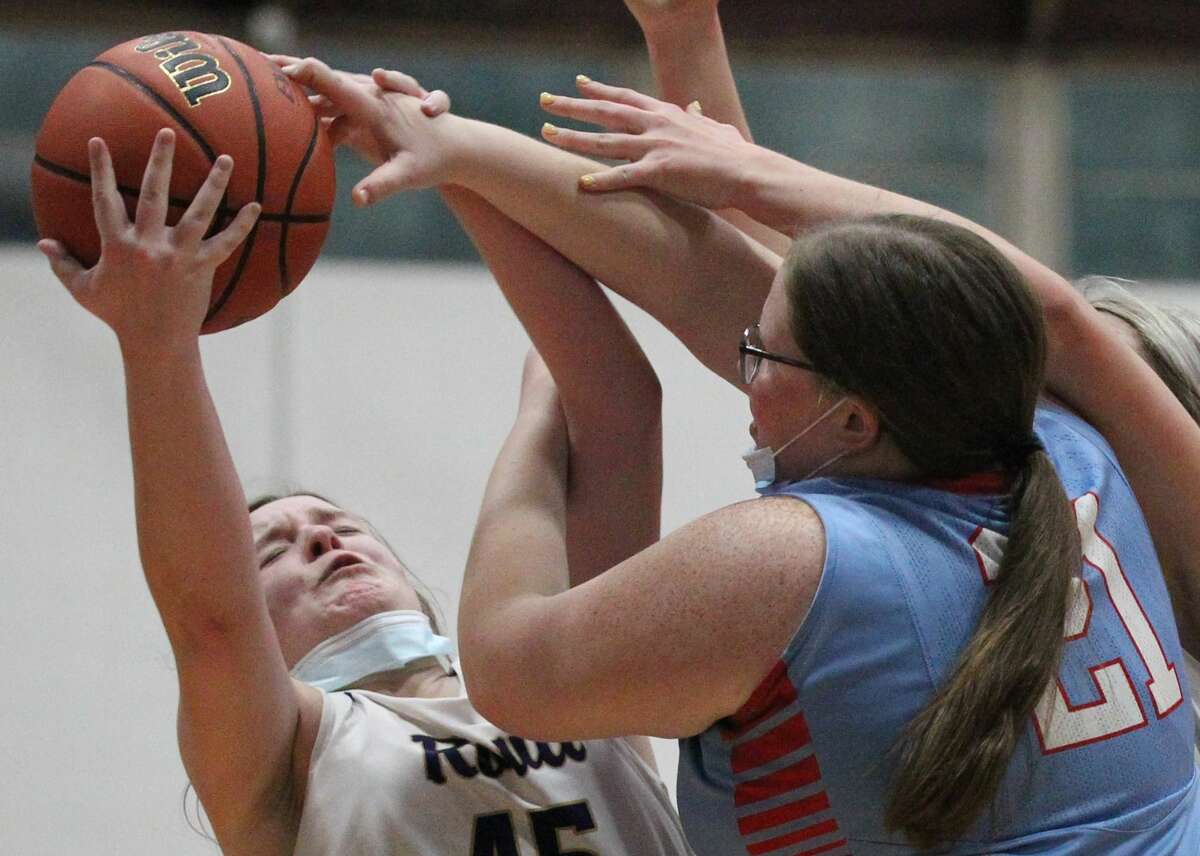 Action from the Routt junior varsity girls' basketball team's 44-22 win over Lewistown at the Routt Dome Tuesday night\