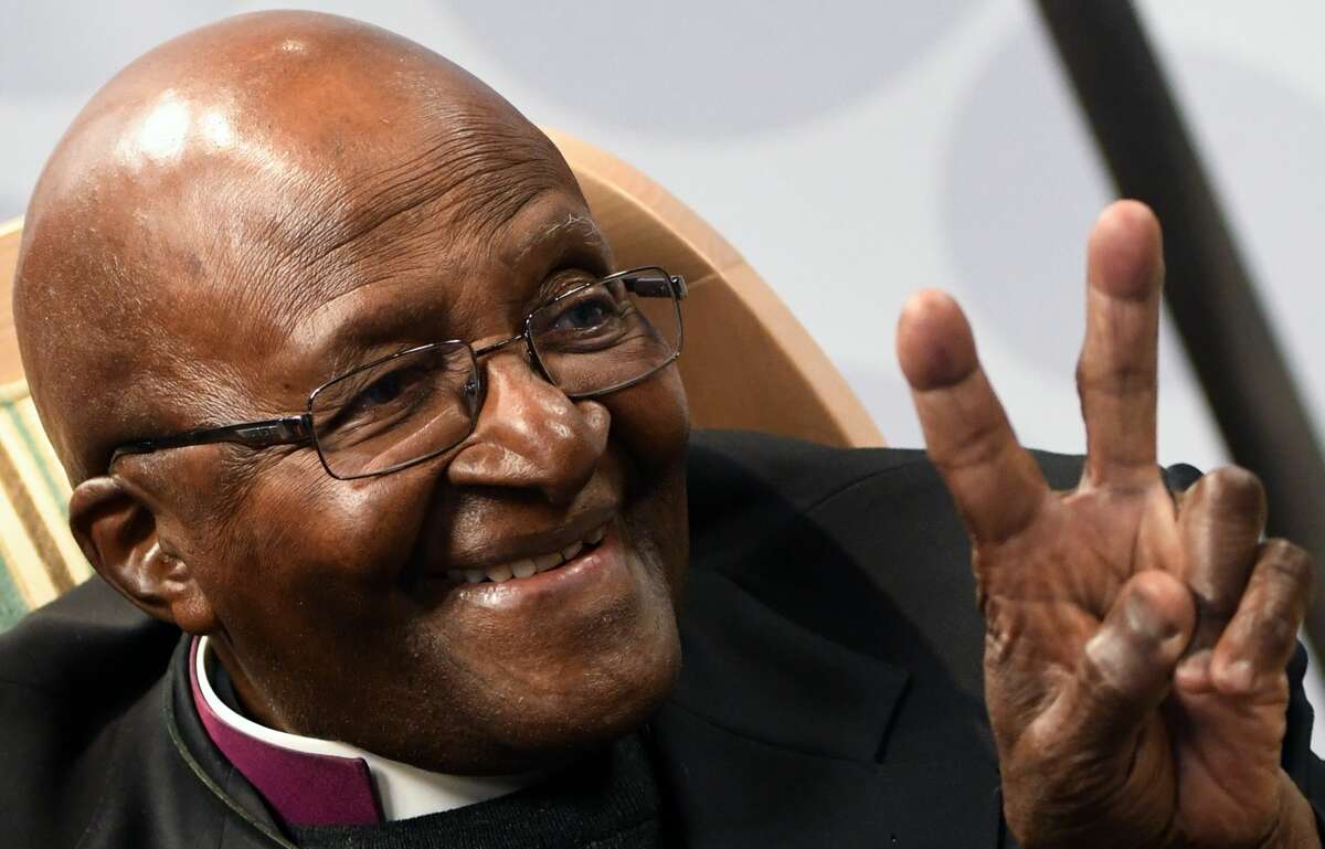 Archbishop Desmond Tutu at the Annual Desmond Tutu International Peace Lecture at the Artscape Theatre on October 09, 2017 in Cape Town, South Africa.