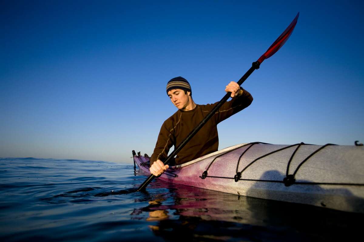 Kayaking off the coast of Ventura, California.