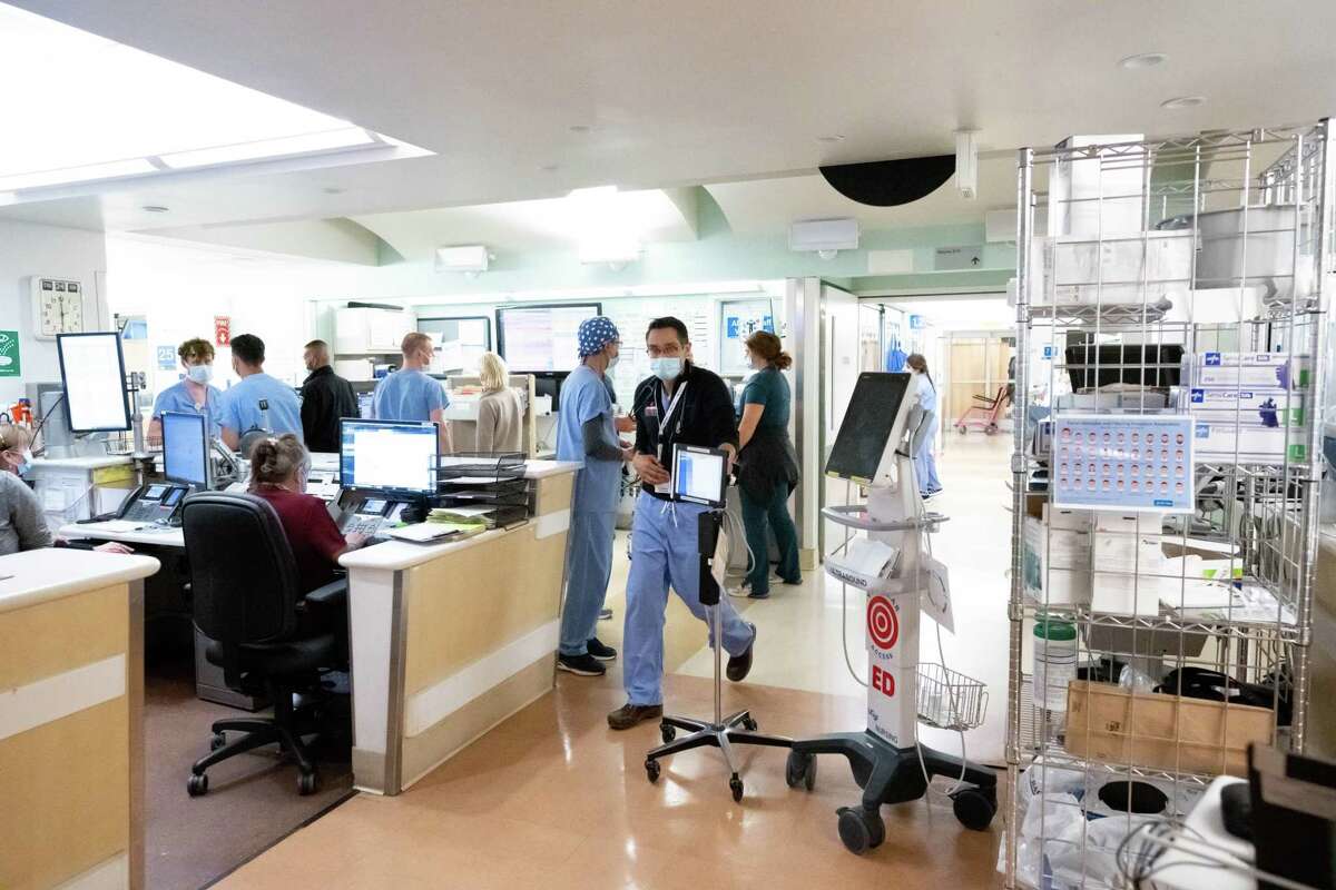 The emergency department at the Parnassus Heights campus of UCSF is shown in July. Health officials across California say local ERs are seeing an influx of patients with asymptomatic or relatively mild COVID-19 infections during the winter omicron surge.