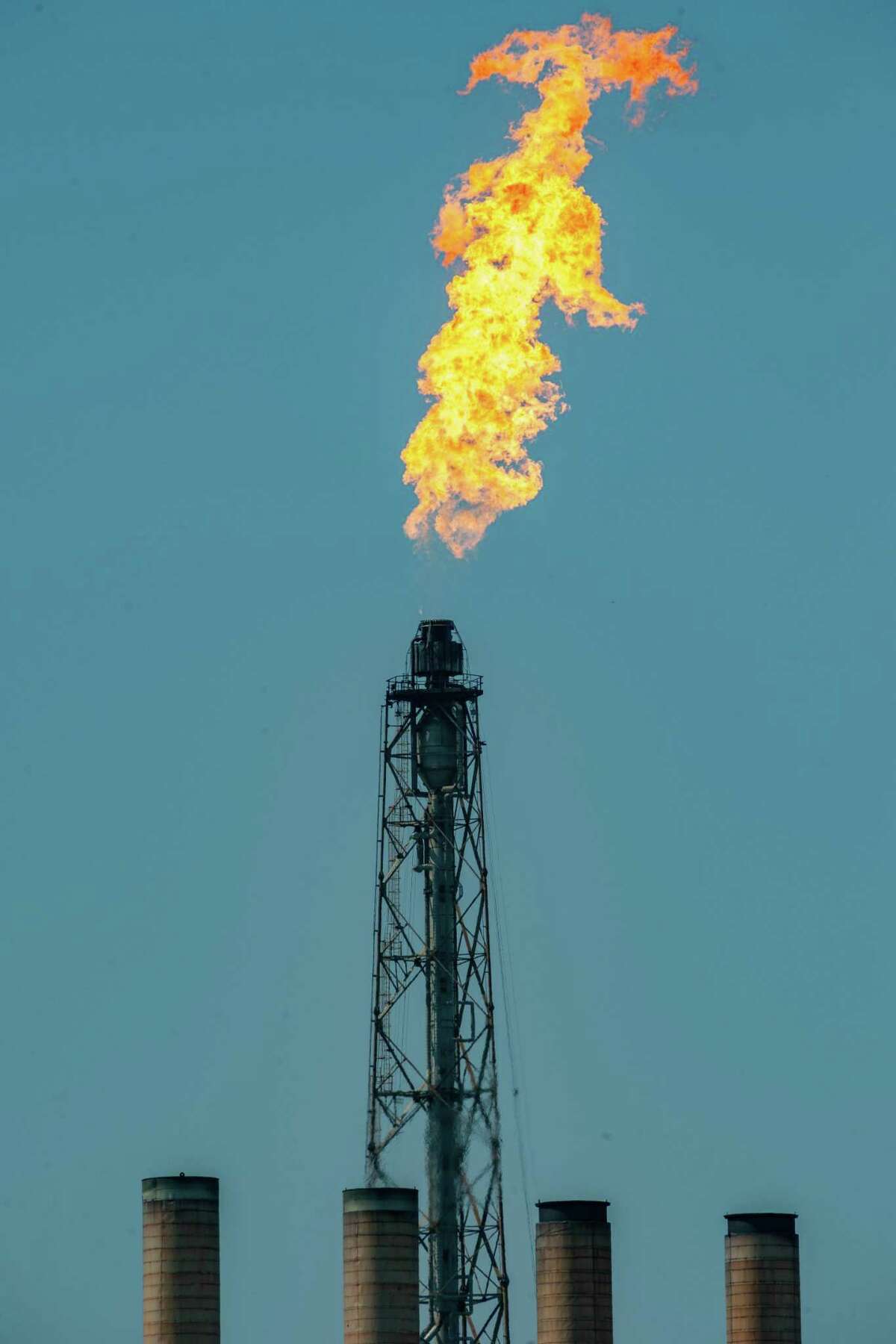 A flare burns off harmful gases when natural gas operations are disrupted.