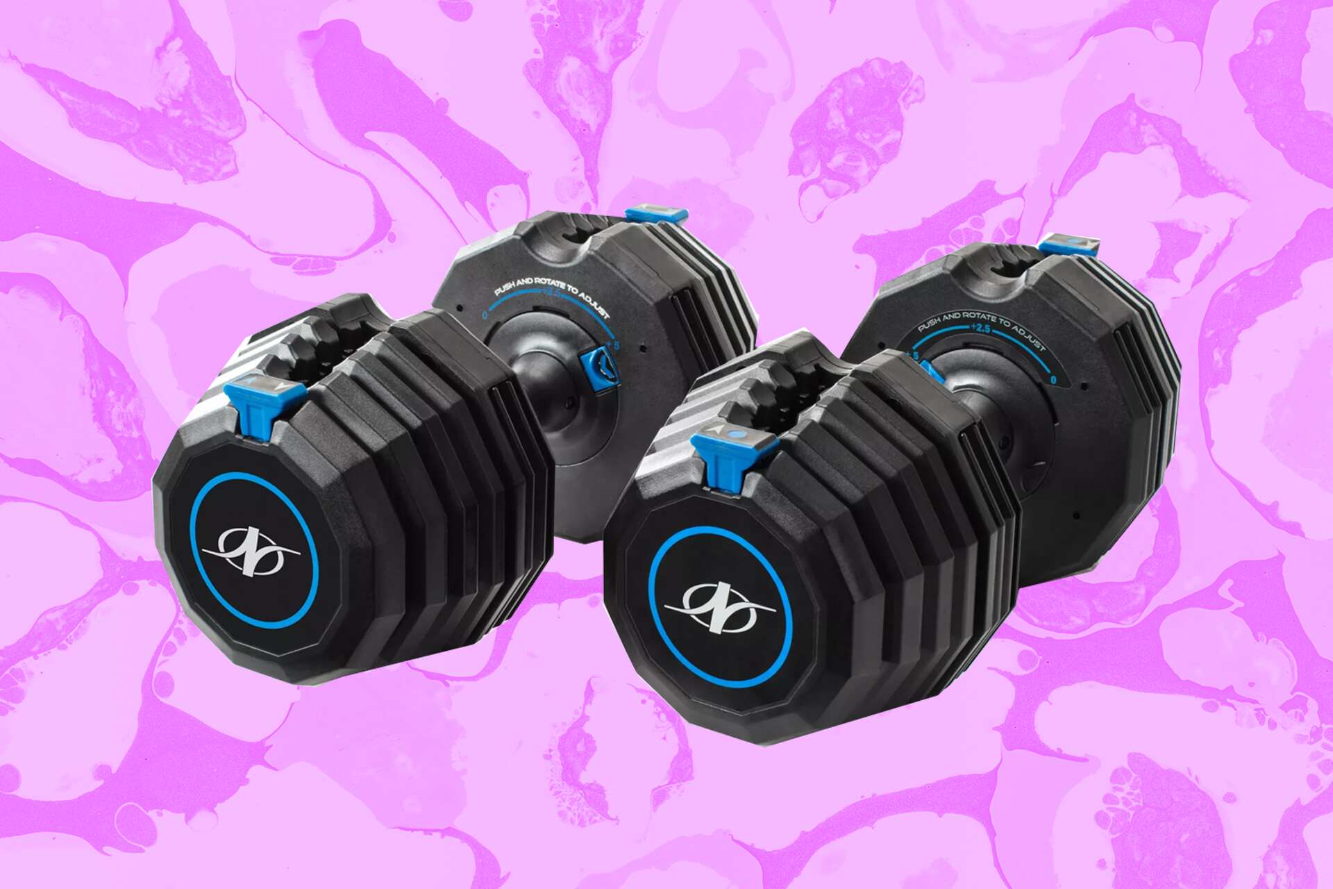 Bench anywhere from 10 to 55 pounds with this NordicTrack 15 in 1 adjustable dumbbell set